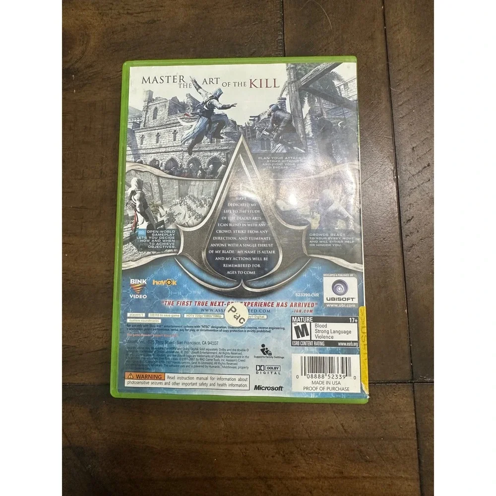 Assassins‎ Creed Xbox 360 Ubisoft Action Adventure Game with Manual